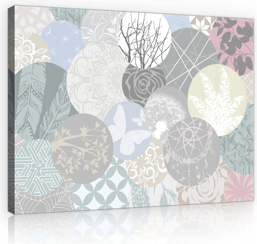 Vászonkép 80x60 Absztrakt pasztell színek kerek elemek finom nyugalom