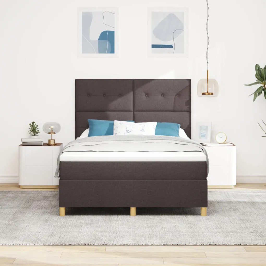 Box Spring ágy matraccal sötétbarna 160x200 cm szövet
