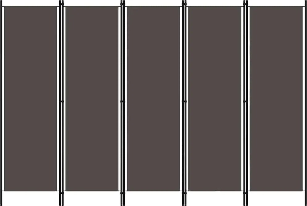 vidaXL antracitszürke 5 paneles paraván 250 x 180 cm