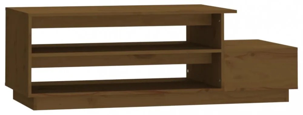 mézbarna tömör fenyőfa dohányzóasztal 120 x 50 x 40,5 cm