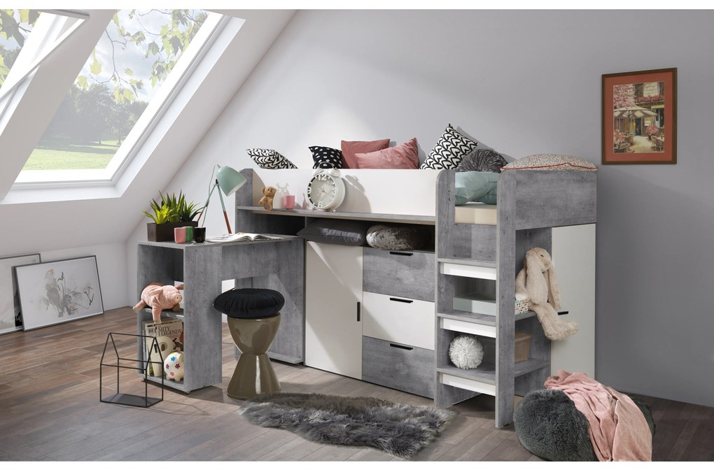 Kombinált gyerekágy 90 cm Kesa 1 (eton + matt fehér). 1085822