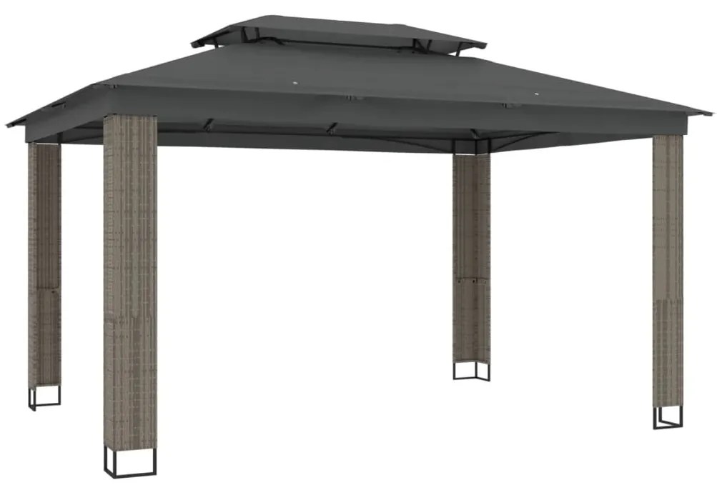 antracitszürke szövet dupla tetős pavilon 3,94 x 2,96 m