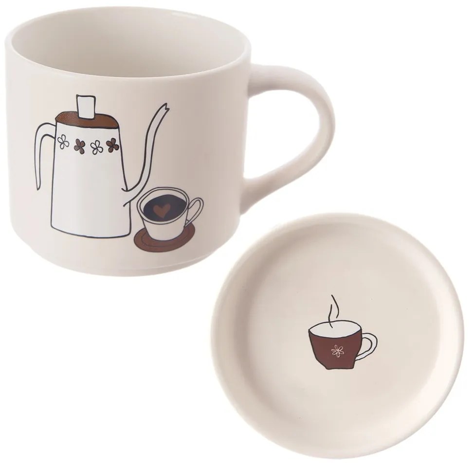 Fehér porcelán fedeles bögre 450 ml – Orion