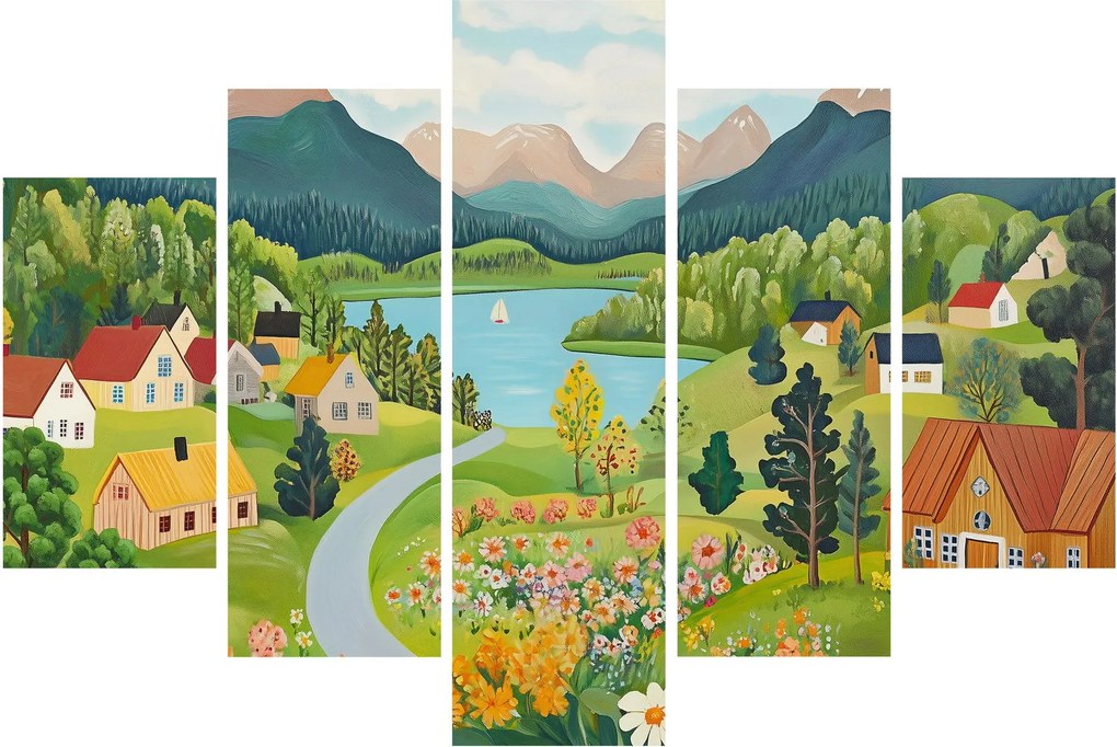 Kép - Falu a hegyekben (150x105 cm)