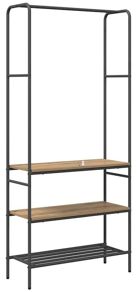 Ruhatartó polcokkal kézműves tölgy 77 x 30 x 171 cm Faanyag