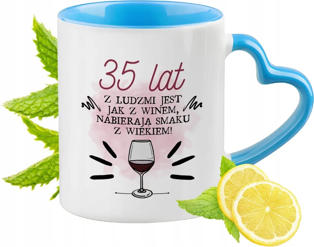 Születésnap 35 35-es 35-ös Kék Bögre Szív Alakú Füllel Ajándék