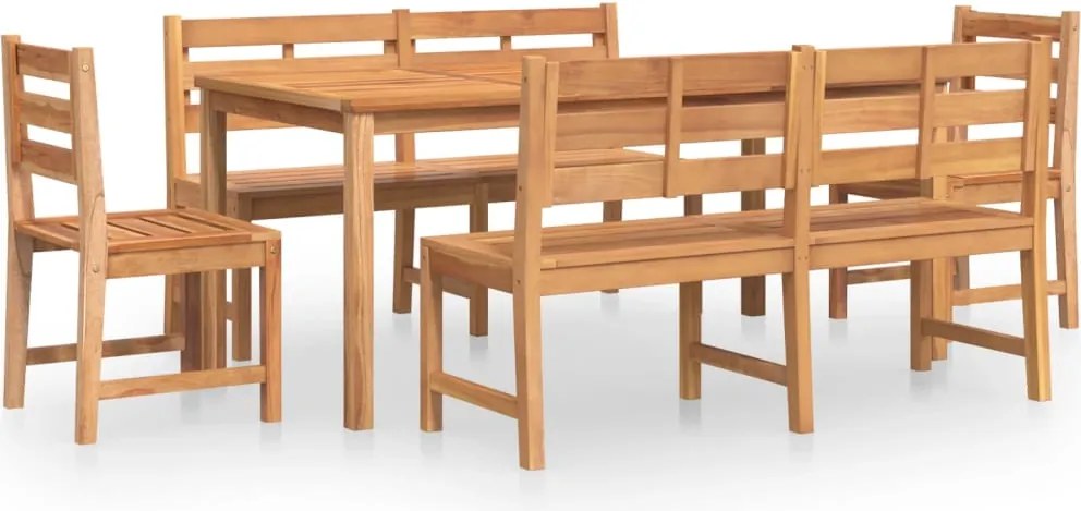 vidaXL 5 részes tömör tíkfa kerti étkezőgarnitúra