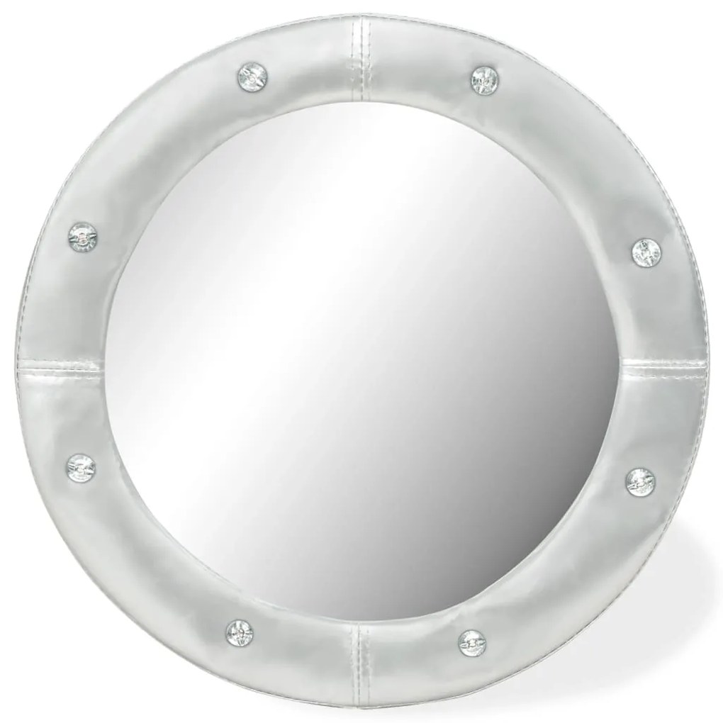 vidaXL fényes ezüst színű, műbőr keretes falitükör 60 cm