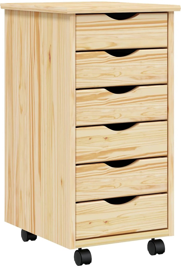 vidaXL Görgős szekrény fiókokkal MOSS Tiszta lakk 34 x 39 x 65,5 cm