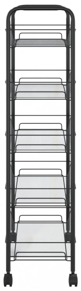 5 szintes fekete vas konyhai kerekes kocsi 46 x 26 x 105 cm