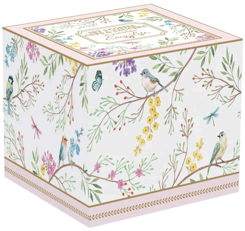 Birds Melody porcelán 2db-os kávéscsésze és csészealj 80ml díszdobozban