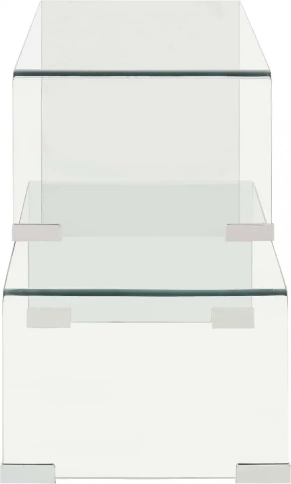 kétrészes edzett üveg dohányzóasztal 90x30x20/110x30x40 cm
