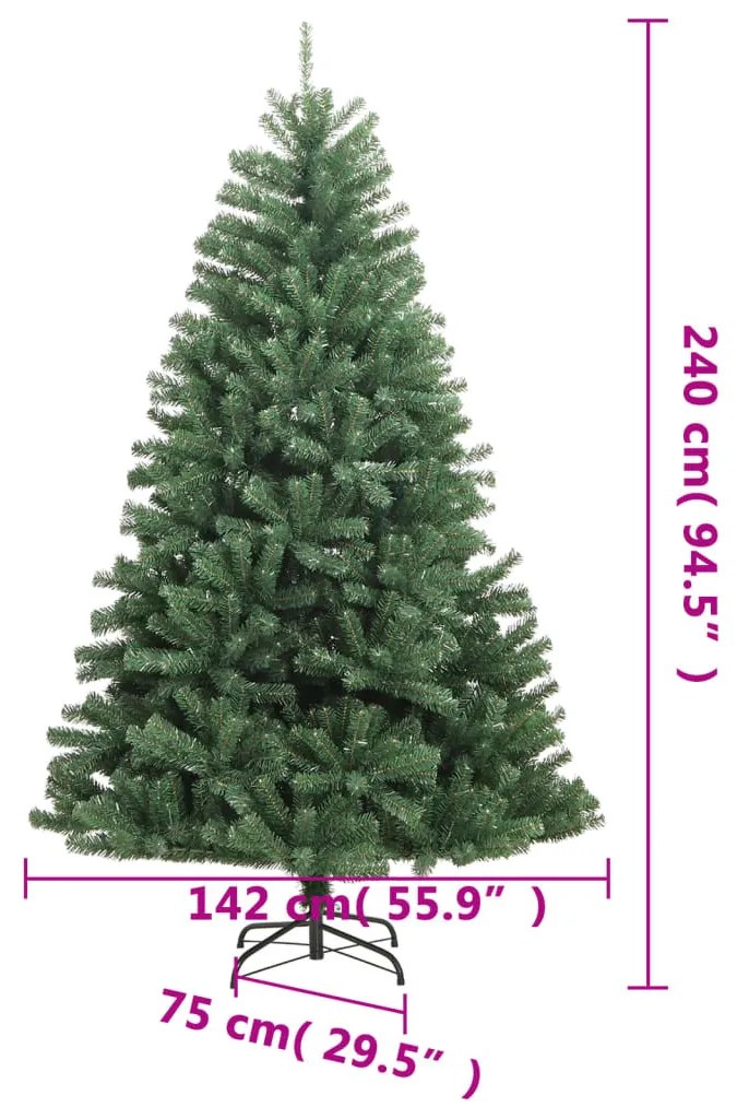 zöld csuklópántos műkarácsonyfa állvánnyal 240 cm