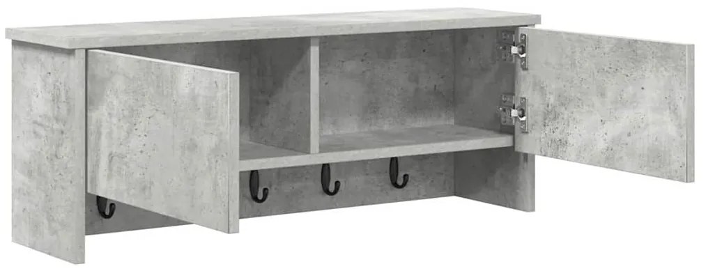 Fali Kabáthorog polcokkal Beton szürke 80 x 20 x 30 cm Faanyag