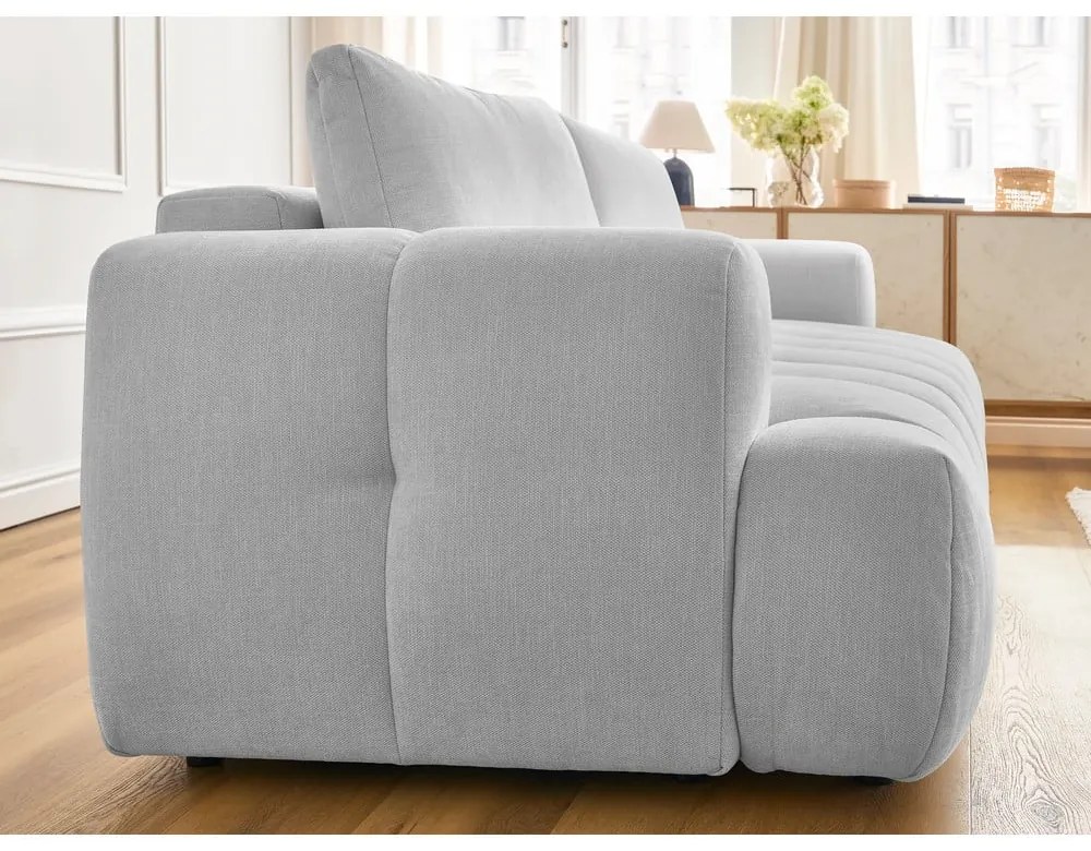 Világosszürke kinyitható-tárolóhelyes kanapé 251 cm Fuji – Bobochic Paris