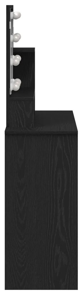 LED Sminkasztal Fekete Tölgy színben - 86.5 x 35 x 136 cm