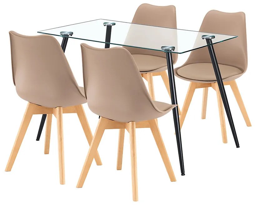 Milo 4+1 étkező garnitúra fekete-bézs