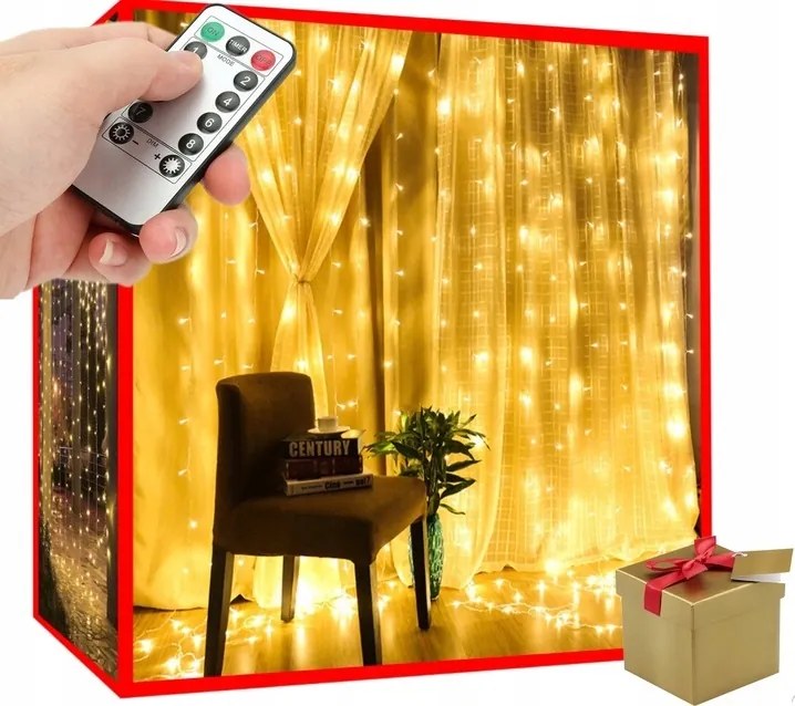 Fényfüggöny Led függöny 3x3 m 300 Led Usb