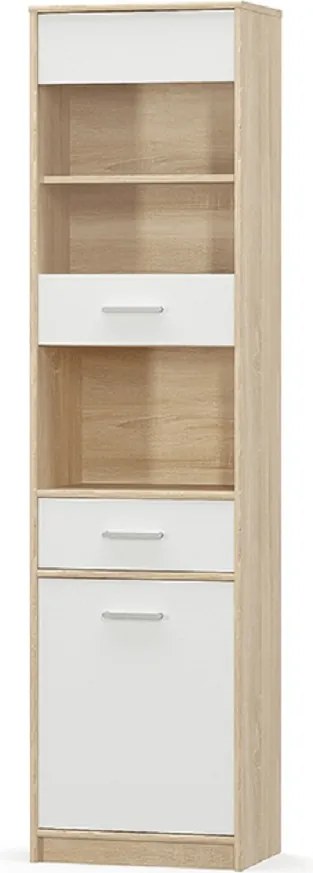 Vitrines szekrény 1D1W1S, fehér/tölgy sonoma, TEYO