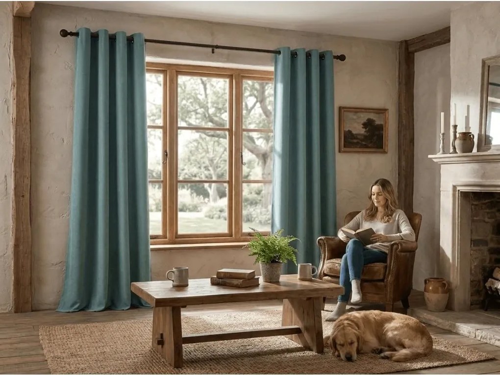 Sötétítő függöny DREAM VELVET 140x250 cm, kékeszöld Felfüggesztés: Hullámos sínszalag