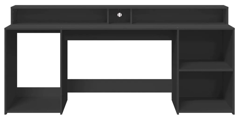 fekete szerelt fa íróasztal LED-világítással 200 x 55 x 91 cm