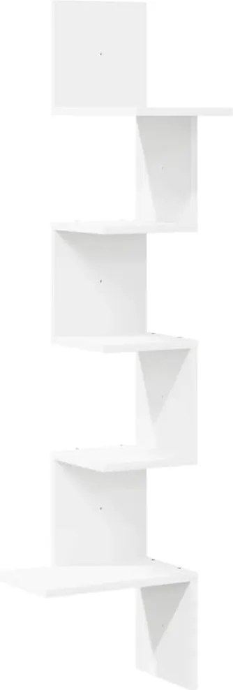 vidaXL fehér forgácslap fali sarokpolc 32x32x127,5 cm