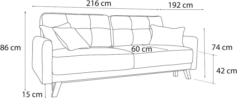 Balio türkiz háromszemélyes kinyitható kanapé - Bobochic Paris Paris