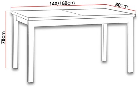 Széthúzható étkezőasztal 140 cm Deasal 80 x 140/180 II (fehér) (6-8 fő részére). 1105349