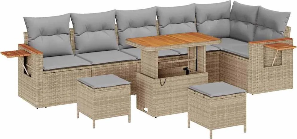 vidaXL Kerti Kanapé Szett 11 pcs Beige és Világosszürke polirattan