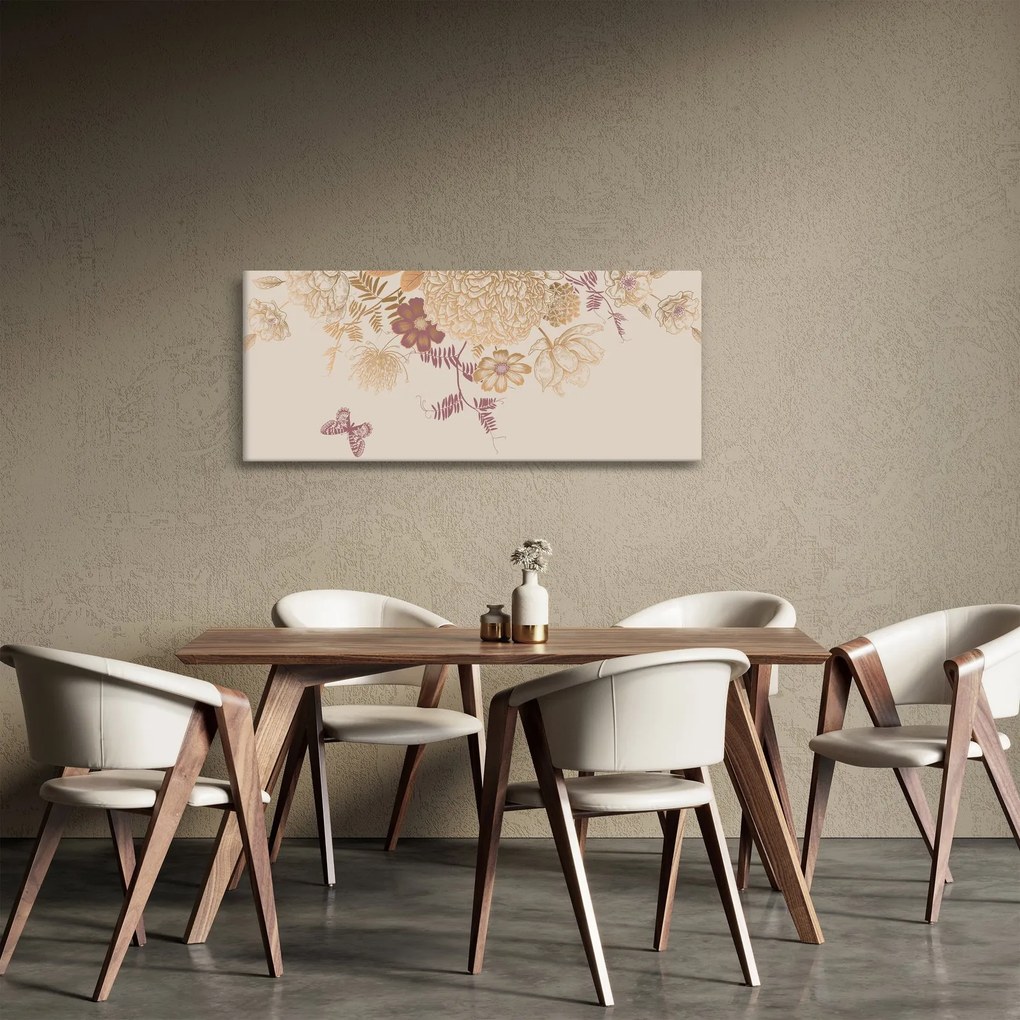 Kép - szüret virágok és pillangók (120x50 cm)