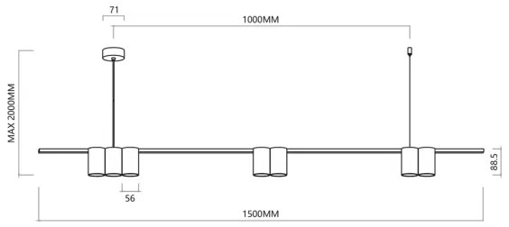 Csillár zsinóron GENESIS 7xGU10/8W/230V fehér