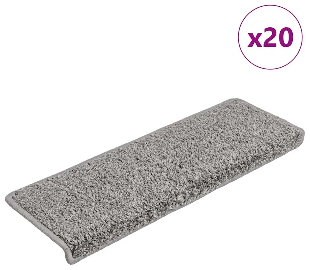 20 db szürke lépcsőszőnyeg 65 x 21 x 4 cm