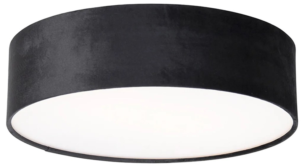 Modern mennyezeti lámpa fekete 40 cm aranyszínű belsejével - Drum