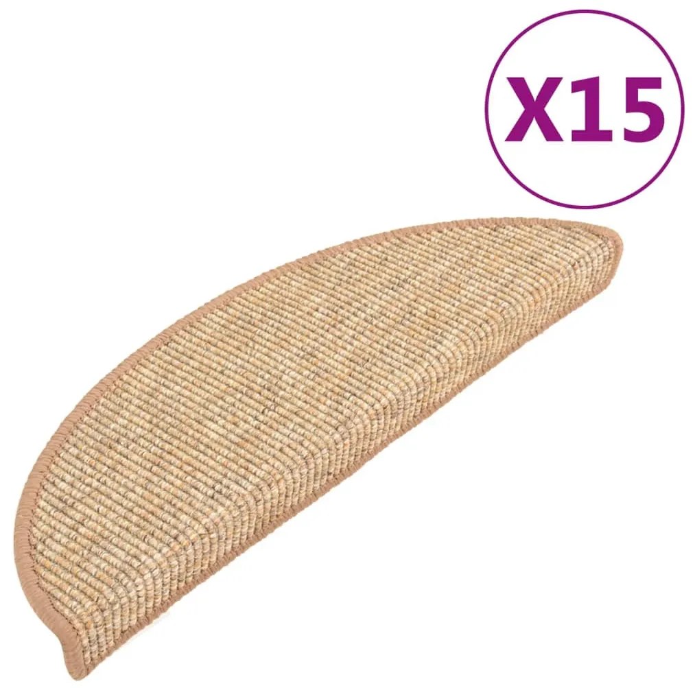 15 db világosbarna lépcsőszőnyeg 56x17x3 cm