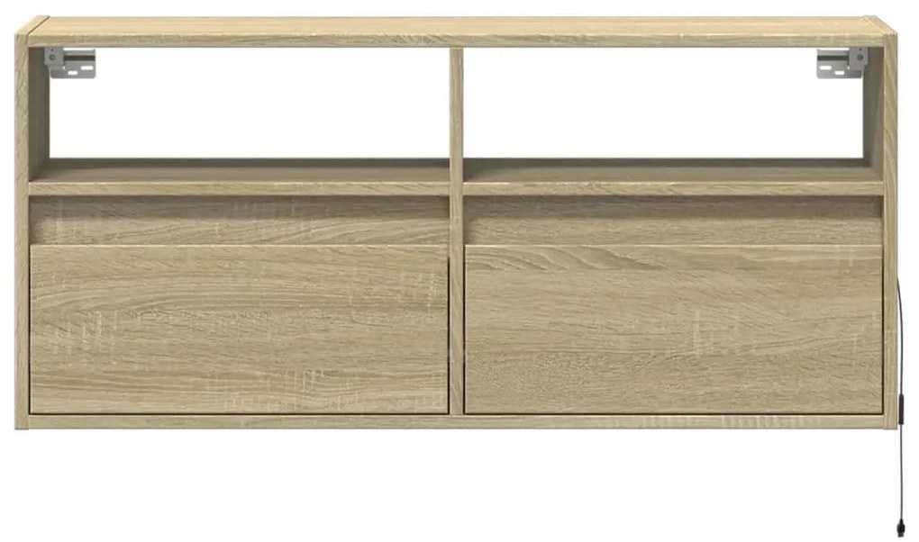 sonoma tölgy színű fali TV-szekrény LED-ekkel 100x31x45 cm