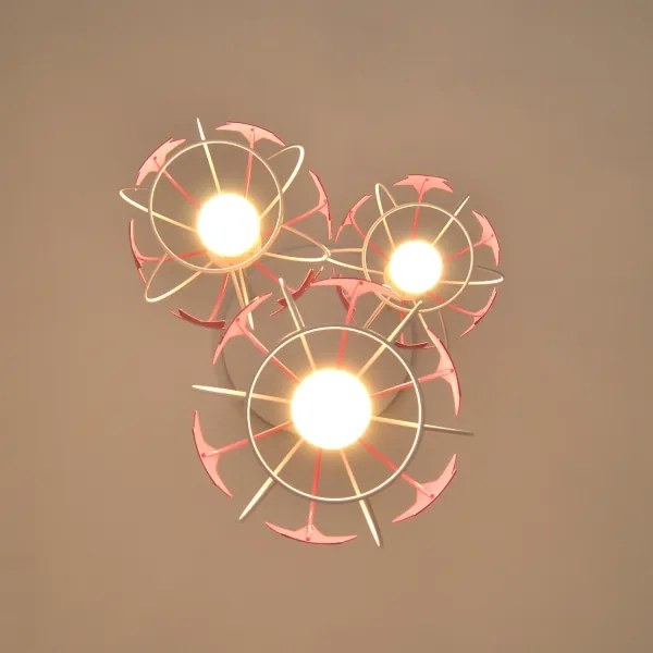 Gyerek csillár zsinóron STARS 3xE27/15W/230V rózsaszín/fehér