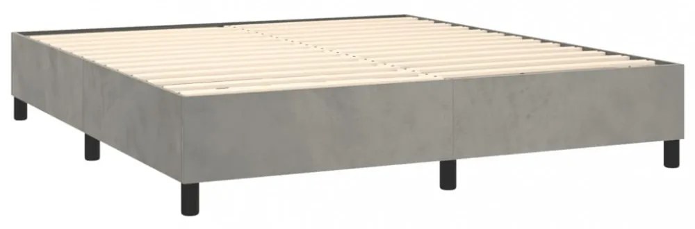 világosszürke bársony rugós és LED-es ágy matraccal 160x200 cm