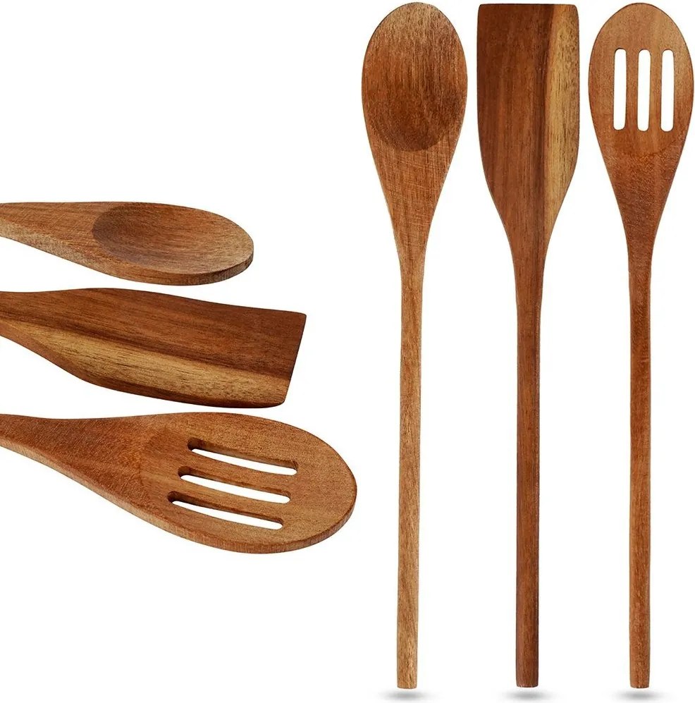 3x Konyhai spatula Fa kanál Konyhai eszköz készlet