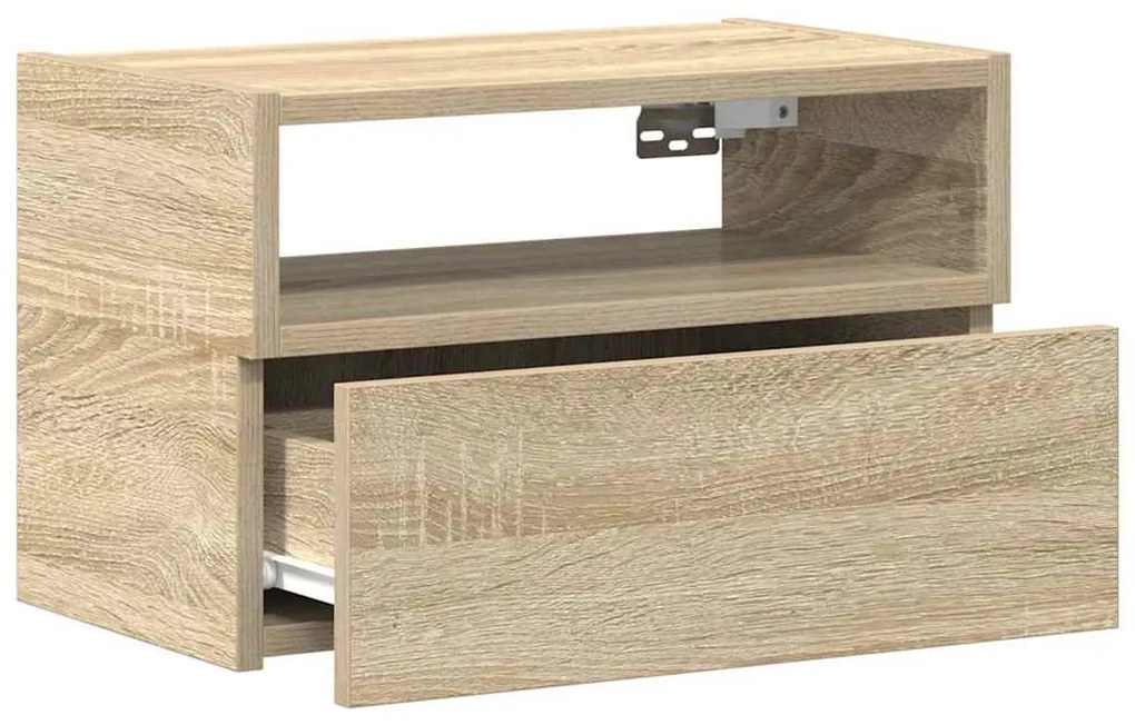 sonoma tölgy színű falra szerelhető éjjeliszekrény 45x26x28,5cm