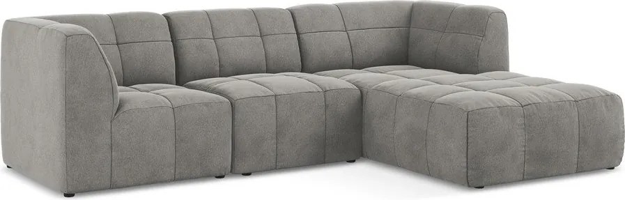 Szürke bársony sarokkanapé (jobb oldali-heverő résszel) Aloha – Makamii