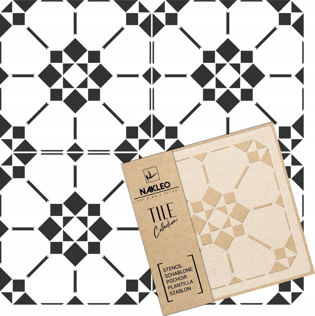 Festősablon Csempe Többször felhasználható 33x33cm Minta Geometria Pelichos