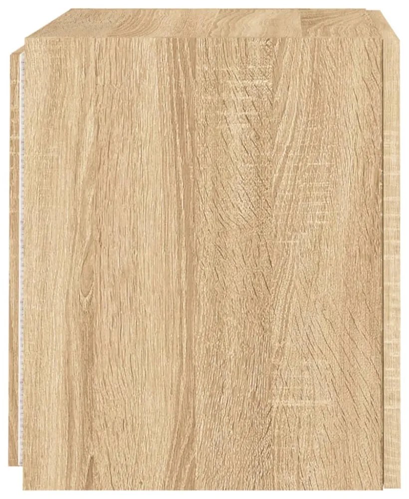2 db sonoma tölgy színű fali TV-szekrény LED-del 40,5x35x40 cm
