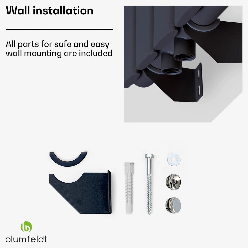 Blumfeldt Tallheo, 41 x 160, radiátor, fürdőszoba radiátor, csőradiátor, 1472 W, melegvizes, 1/2