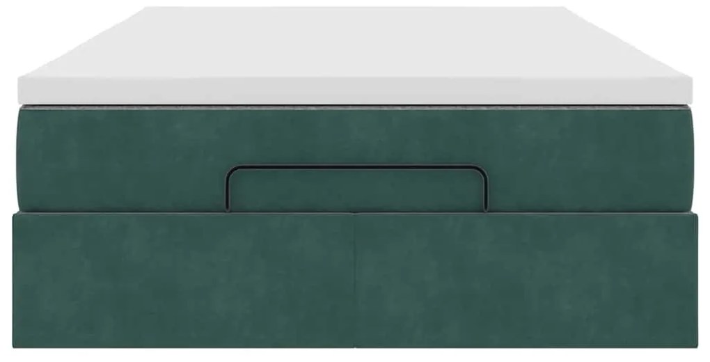 Ottomán ágykeret matraccal sötétzöld 120x200cm bársony