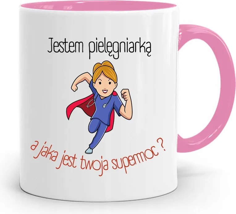 Rózsaszín Bögre Ápolónőnek És A Szupererőd fényképes nyomtatással