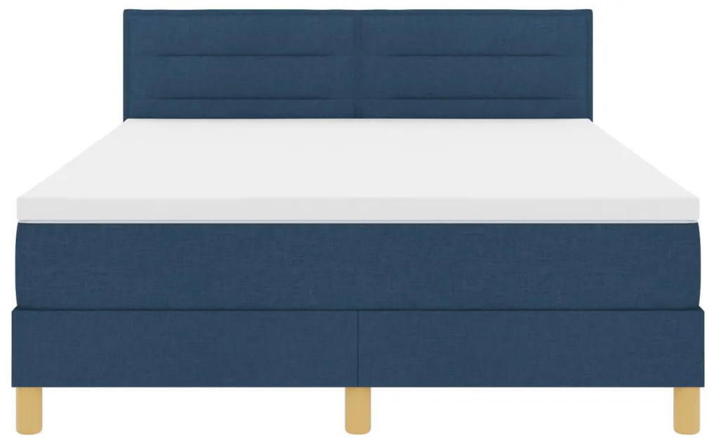 Boxspring ágy matraccal és LED lámpával Kék 140x200 cm Szövet