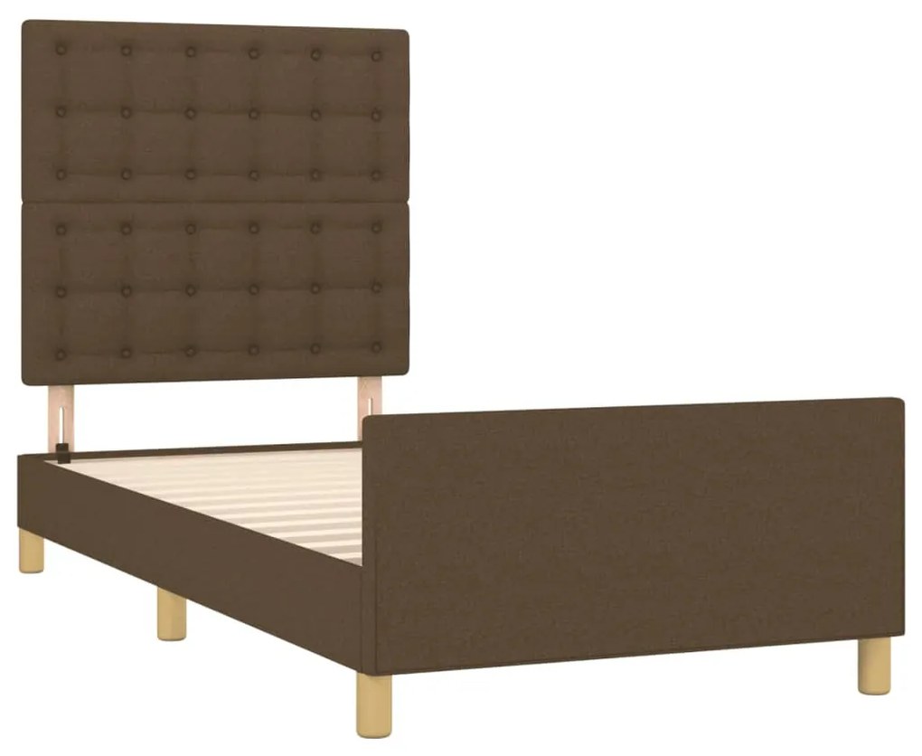 sötétbarna szövet ágykeret fejtámlával 80 x 200 cm