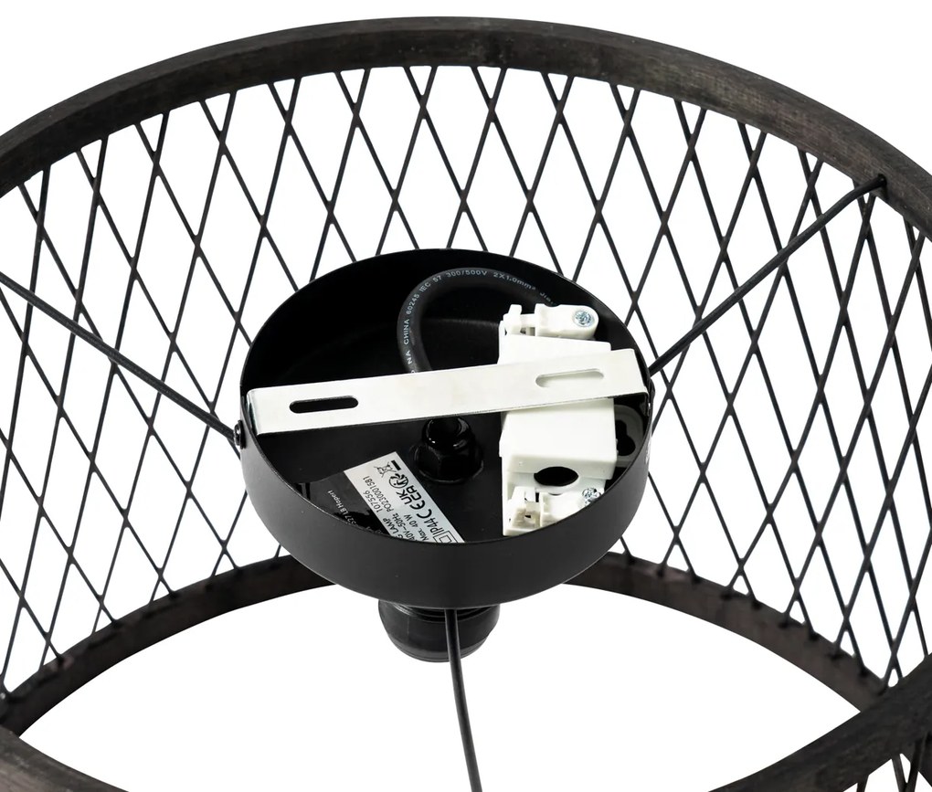 Rusztikus mennyezeti lámpa fekete rattan 40 cm IP44 - Calamus