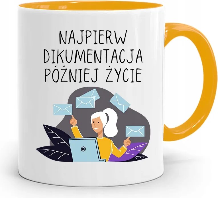 Sárga Bögre Ajándék Titkárnőnek Dokumentáció fényképes nyomtatással