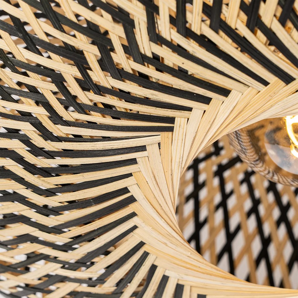 Keleti mennyezeti lámpa fekete bambusz 50 cm - Ostrava